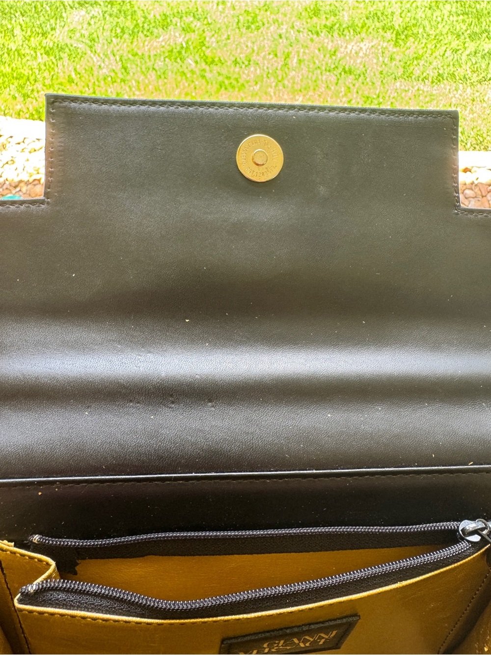 Versace Black and Yellow Baroque Top-Handle Purse with dusty - Picture 15 of 16